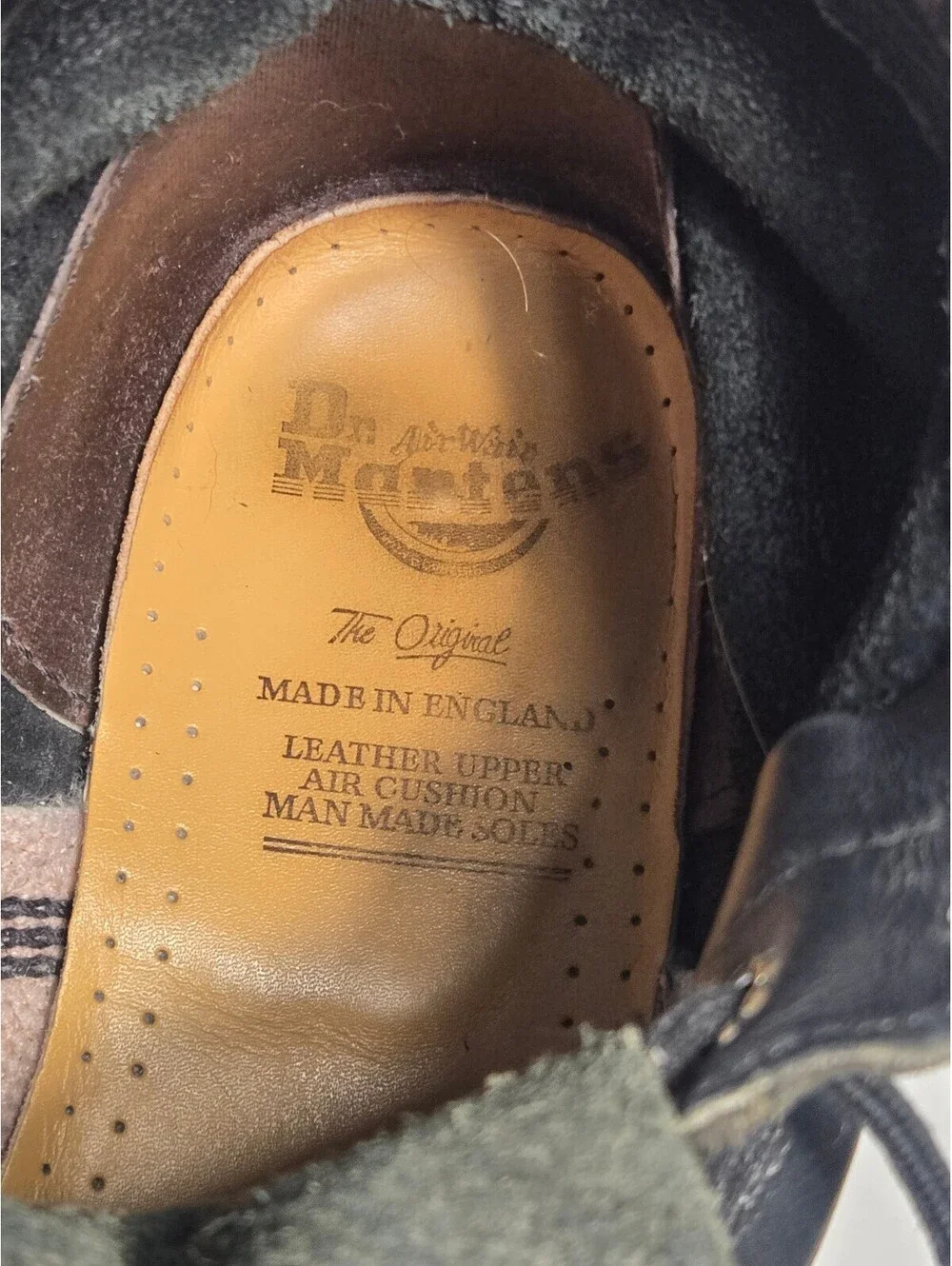 Vintage Dr. Martens 939 6-Eye Padded Collar Boots Black Leather Made In England